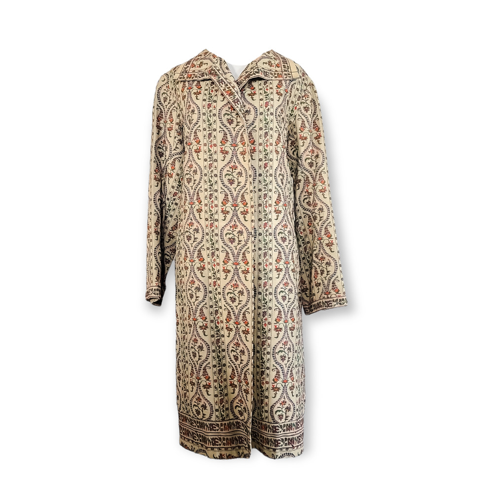 Vintage Homemade Gorgeous Embroidered Fabric Shacket House Coat